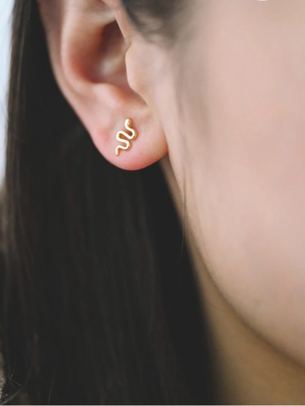 Gold Snake Stud Earrings - Minimal Women's Jewelry